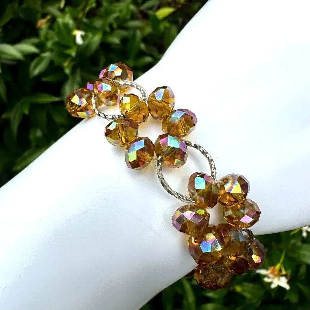 Teng Yue amber rhinestone floral bracelet